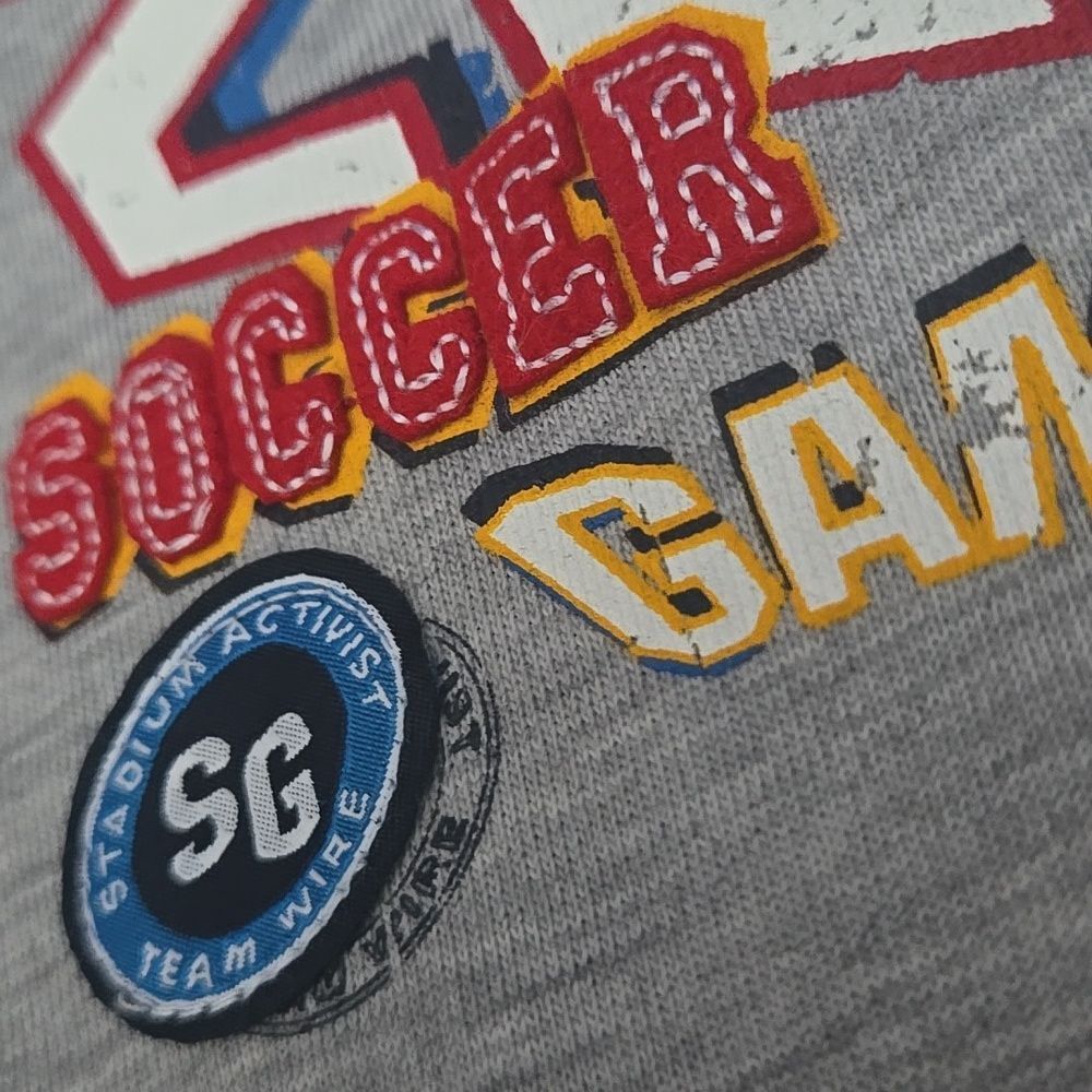 Vintage Kids Gray Soccer Games Shirt 11 Mth Top Retro Dinosaur — image 3 of 8